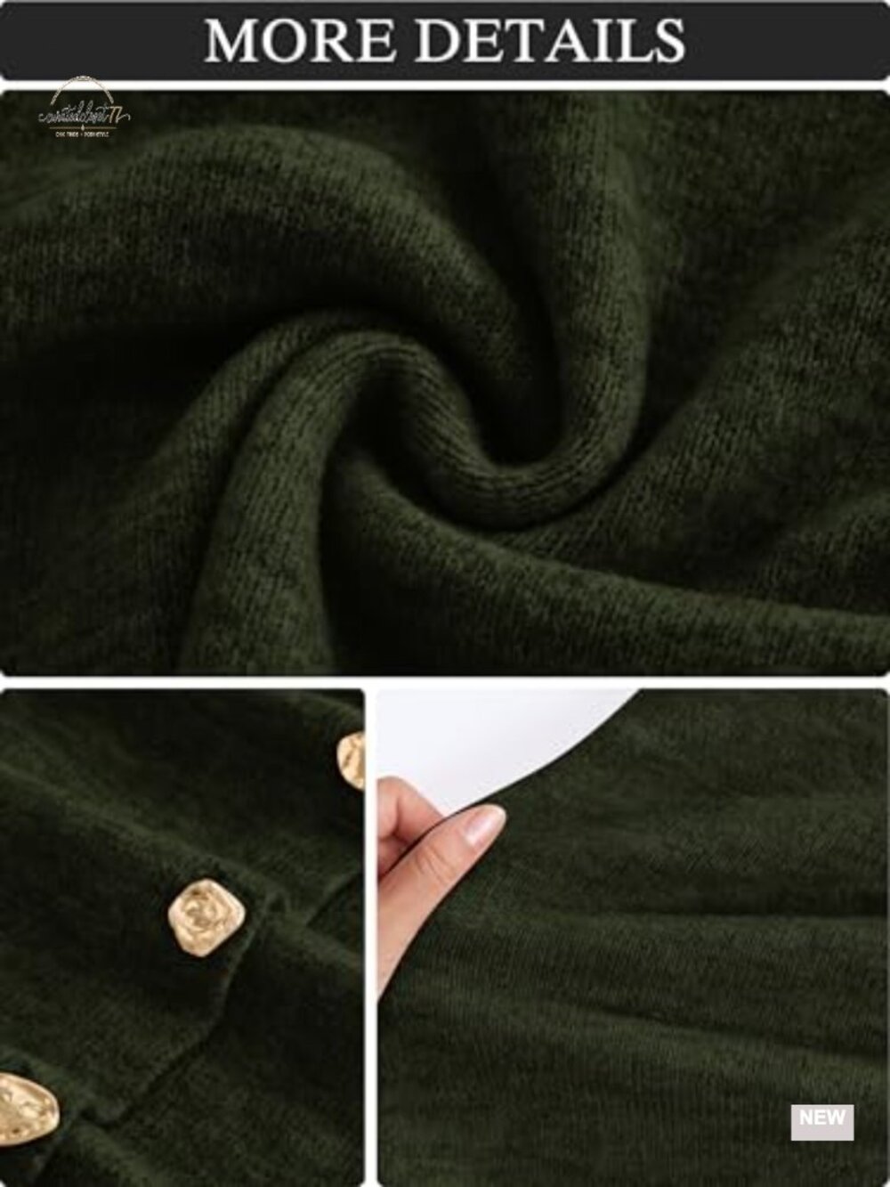 Oversized Open Front Gold Button Up Cardigan Sweater Jacket - Picture 5 of 6